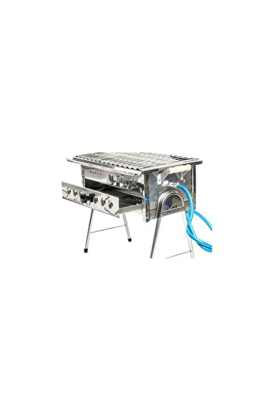 Gürsac Tüplü Lav Taşlı Gürsaç Paslanmaz Krom Mangal Seti 35x45cm