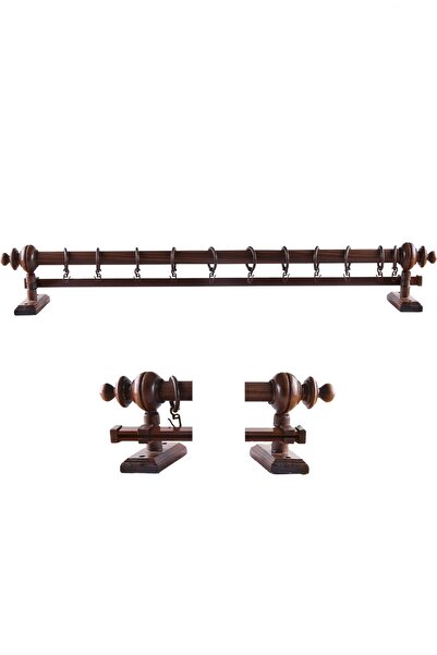 Rustik Ceviz Ahşap Rustik Perde Askısı - Raylı Rustik Borusu 100 cm