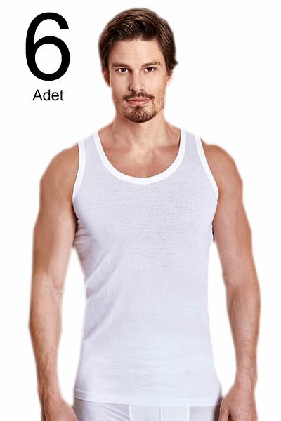 Berrak Men's White 6 Pack Classic Undershirt ELF568BER10206