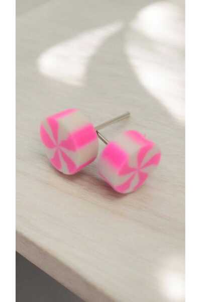 nasclaycollection هدية عيد ميلاد للمناسبات الخاصة فيمو أقراط الحلوى الوردية