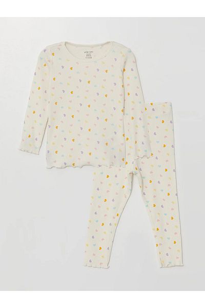 LC Waikiki Lcw Baby Crew Neck Long Sleeve Printed Baby Girl Pajama Set
