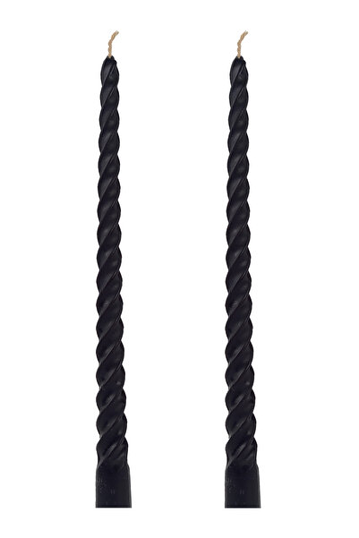 Petekoğlu (2 ADET SİYAH 27.5CM) Balmumu Mum Konik Burgulu Şamdan Mumu Dekoratif Akmaz Kırılmaz Mum Bal Mumu