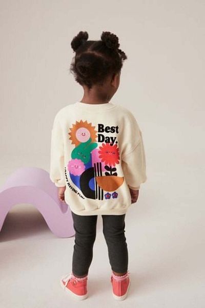 Next Baby Cream Colored Floral Patterned Cotton Long Sleeve Suit Set
