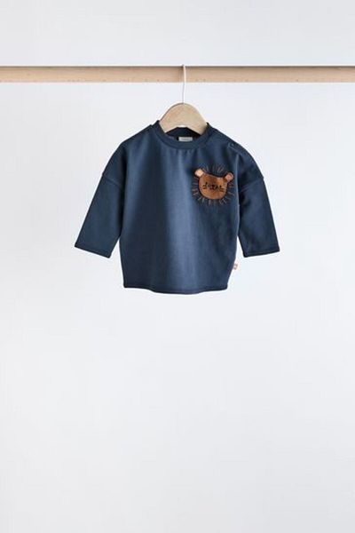 Next Baby Navy Blue Lion Patterned Cotton Long Sleeve 3-Piece Set