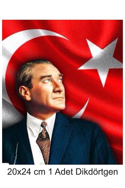 Atölye7Tasarım Ataturk Dimensiune mare 20x24cm A4 Tort comestibil Biscuiți Bomboane Pastă Hârtie Imprimare dreptunghiulară