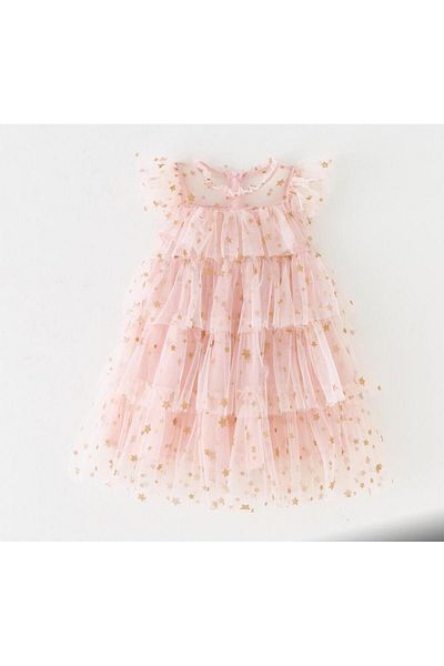 Petityu Light Pink Starry Tutu Girl's Birthday Dress
