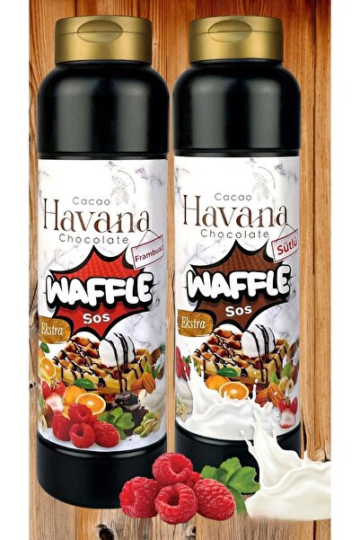 Cacao havana SÜTLÜ WAFFLE SOSU VE FRAMBUAZ WAFFLE SOSU 2'Lİ PAKET 1000 GRAM +...
