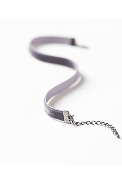 Nishstyle 1 Cm Koyu Gri Renk Kadife Choker