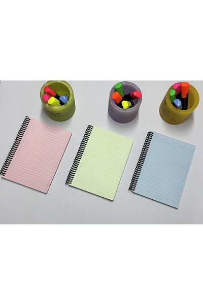 kafanot Set de 3 caiete cu pagini colorate 80 de coli A5 (dimensiune medie) - cu rigle
