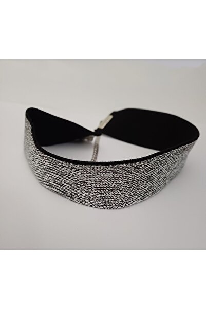 Nishstyle 3 Cm Gümüş Simli Elastik Choker Kolye