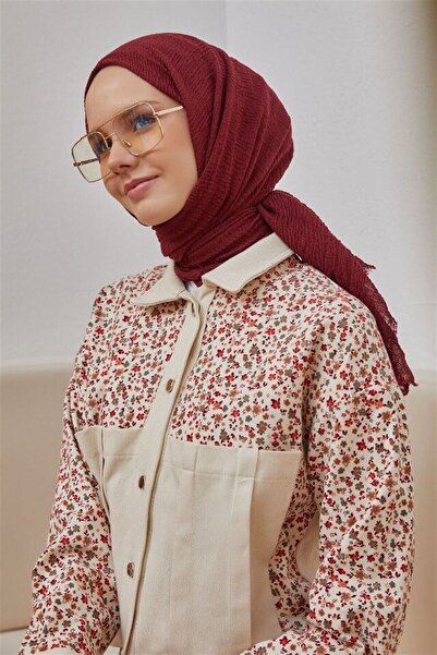 Şalland Bürümcük Bordo Rengi Şal(ÜTÜ ISTEMEYEN HAFİF YAPISI, HAVA ALAN ÖZEL DOKUSU GENİŞ EBATLI INCE HASSAS)