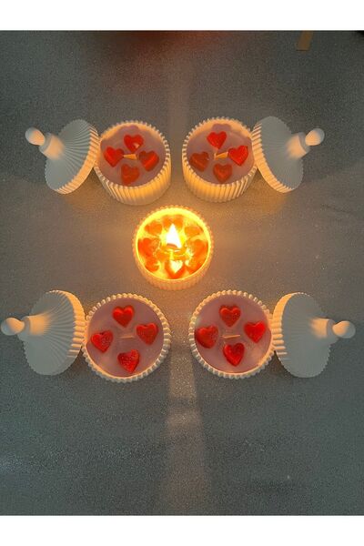 Gezegen Kalpli Ahşap Fitilli Şömine Sesli Dekor Kaseli Simli Mum