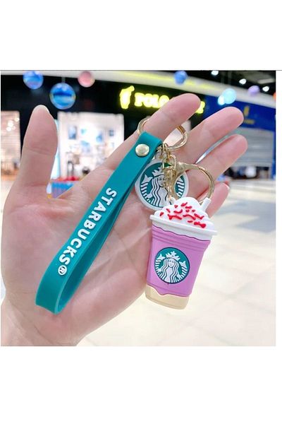 Meyra Accessories Cute Starbucks silicone keychain Starbucks Model Bag with Cups accessory gift