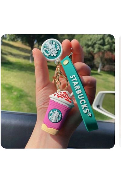 Meyra Accessories Cute Starbucks silicone keychain Starbucks Model Bag with Cups accessory gift