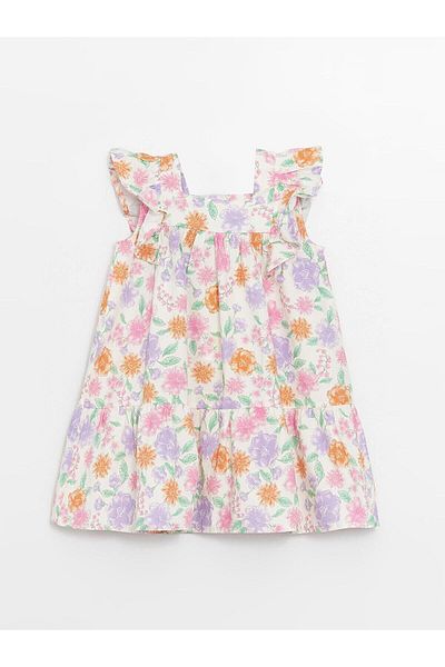 LC Waikiki LCW baby hranatý golier Baby Girl Poplin Dress