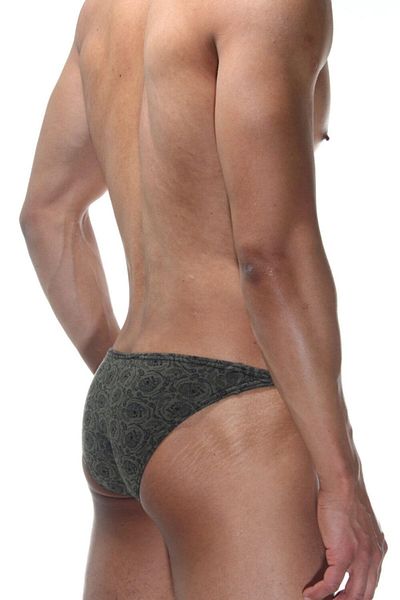 darkzone Ανδρικό slip με μοτίβο κρανίου Slim Fit Khaki