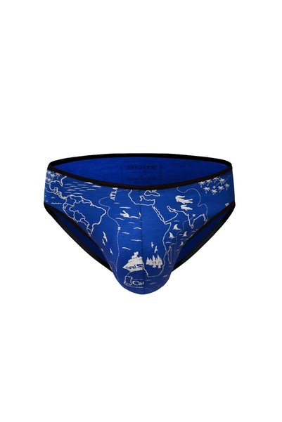 darkzone Men's Lycra Blue Slip with Map Pattern