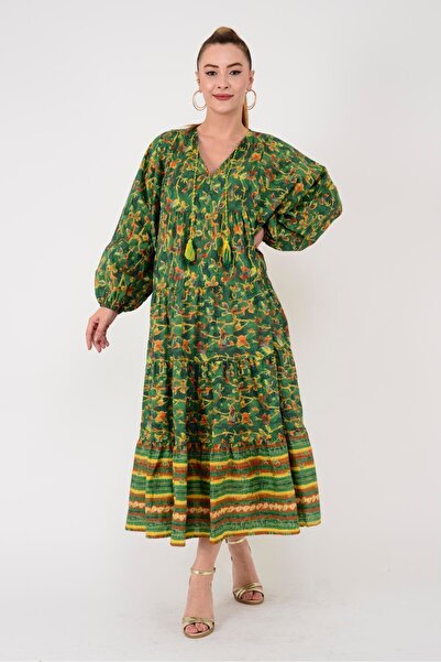 Hazinedan Бавовняна довга автентична сукня - з помпонами та зручна