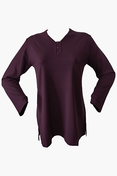 Rüya Γυναικεία χτενισμένη βαμβακερή μπλούζα με λαιμόκοψη Lycra Viscous Mother...