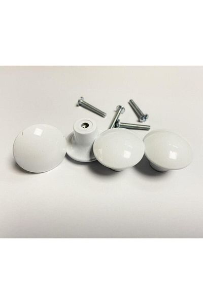 ÇELİKEL Mushroom White Handle 4 Buttons Mushroom Handle