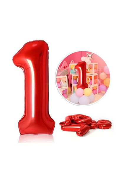 MFM 1 Year Old Red Numeral 100 cm Folly Balloon