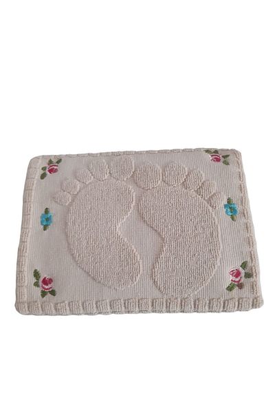 Altın Kuğu Beige Zühra Embroidered Foot Towel - 2 Pieces