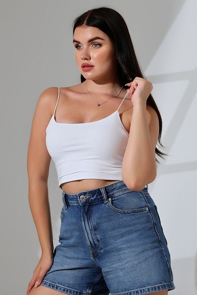 LITTLEMOON LYC COMP - Short Crop Bustier Tank Top with Rubber String Straps