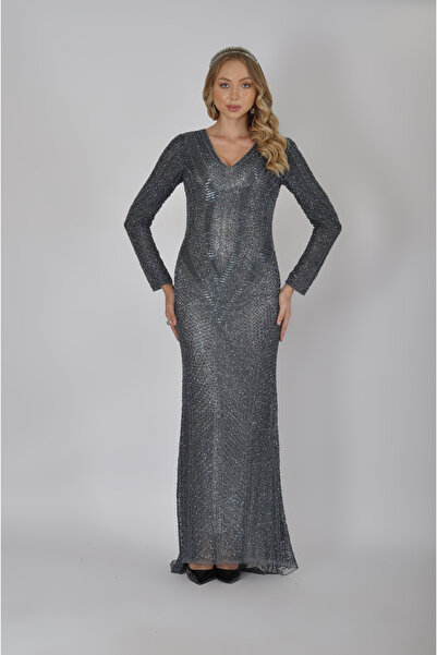 GATSBYLADY LONDON MARGOT - EL İŞLEMELİ , TAŞEL DETAYLI ELBİSE