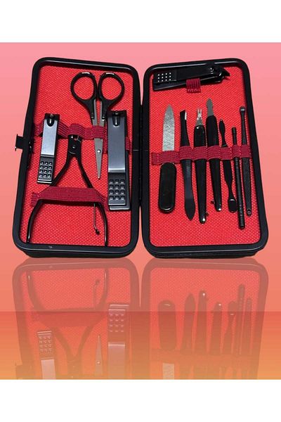 CARNIVAL LAND 13 Pieces Manicure Pedicure Set with Bag - Care Hand and Foot Nail Clippers, Rasp Tweezer Pliers, Acne Needle