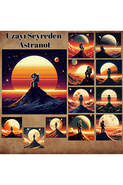 Pink Swan Craft Vintage astronaut 12 komada podloge za scrapbooking - set nal...