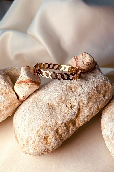 MOONİ ACCESSORİES Rose Gold 316L Luxury Stainless Steel Bracelet - Chain Pattern Handcuffs