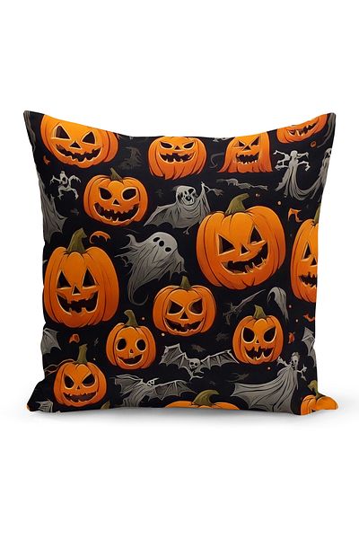 Bertille Home Seria de toamnă - Husă de pernă imprimată digital pe două fețe (set de lenjerie de pat de Halloween)