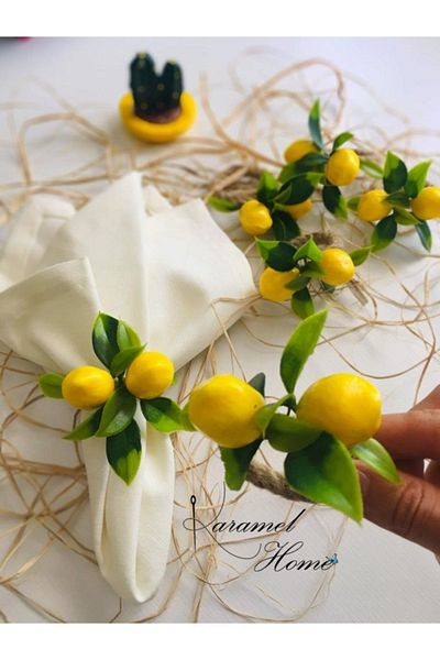 Karamelhome Lemon Cluster 6-Piece Napkin Ring