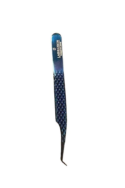 Lashlusion Blue Silk Eyelash Tweezers - Stainless Steel, Light Body, Full Coverage Volume Tweezers