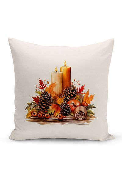 Bertille Home Autumn Series - Double Sided Digital Printed 8-Piece Throw Pillow Set (Halloween)