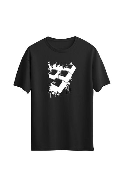 Açık Garaj Unisex Κανονικό κοντομάνικο μπλουζάκι με εμπριμέ πληκτρολόγιο