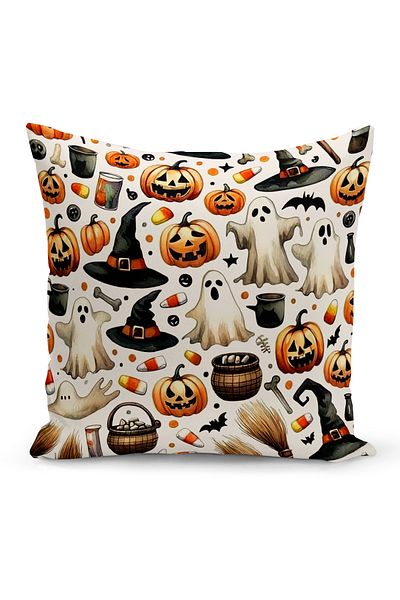 Bertille Home Autumn Series - Double Sided Digital Printed Throw Pillow Cover (Halloween Pity Cushion Cover)