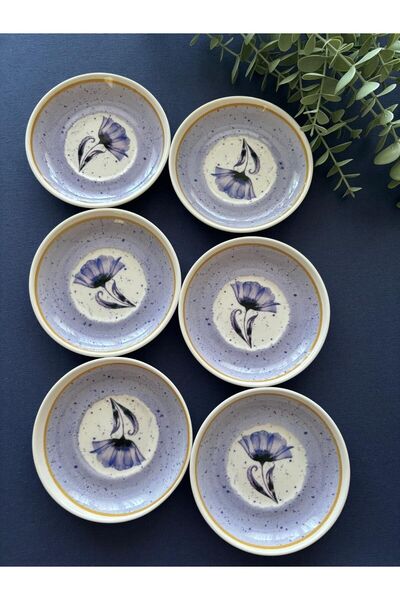 VENÜS HOME DECORATION Mor Gelincik 6 Adet Çay Tabağı