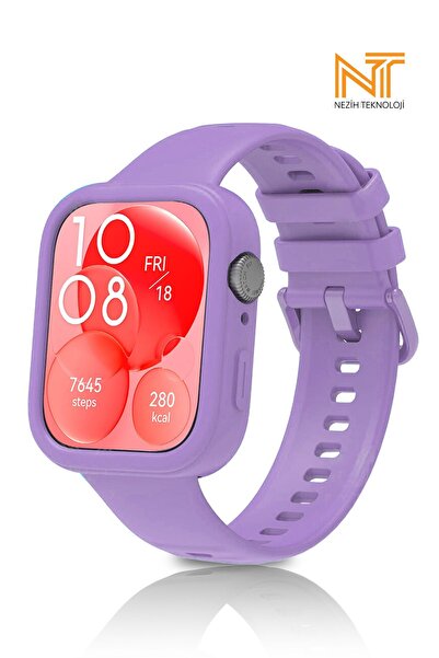 Nezih Case Huawei Watch Fit 3 Uyumlu Yumuşak Renkli Silikon Kasa Koruyucu Jel...