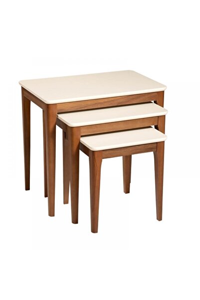 Bubuhome Porto 3'lü Zigon Sehpa Krem-ceviz