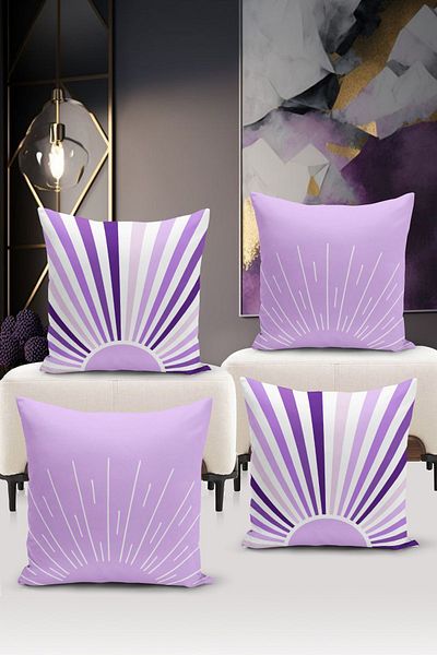 Bertille Home Seria minimalistă - Set de 4 huse de pernă imprimate digital