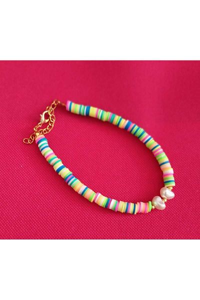 Bulut Bijuteri Aksesuar Pearl Detailed Sequin Beaded Anklet