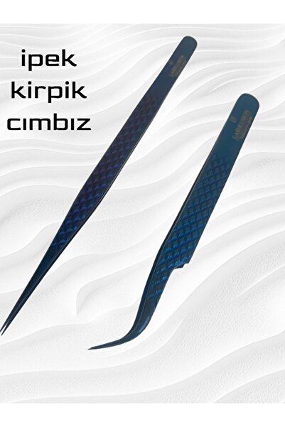 Lashlusion Mavi Ipek Kirpik Cımbız Set Paslanmaz Çelik Hafif Gövdeli Tam Kapanan Wolume Cımbız