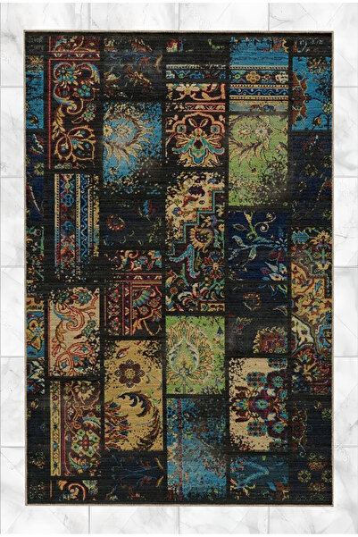 Rugs Modern Halı Çok Renkli Karma Motifli Desenli Vintage Dekoratif Halı 5256