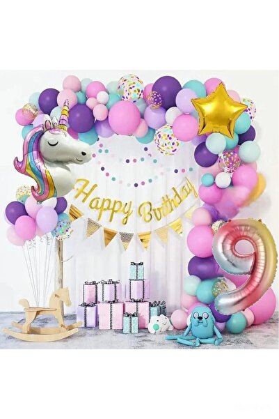 BKMC PARTY Macarons Unicorn cu model pentru fete - Culori de lux, lanț de bal...