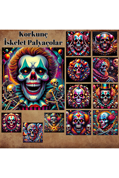 Pink Swan Craft 12 komada strašnih klaunova u obliku skeleta - Set mat naljep...