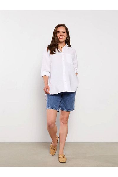 LC Waikiki Gerade Umstandsjeans-Shorts mit Standard-Passform und Baucheinsätzen