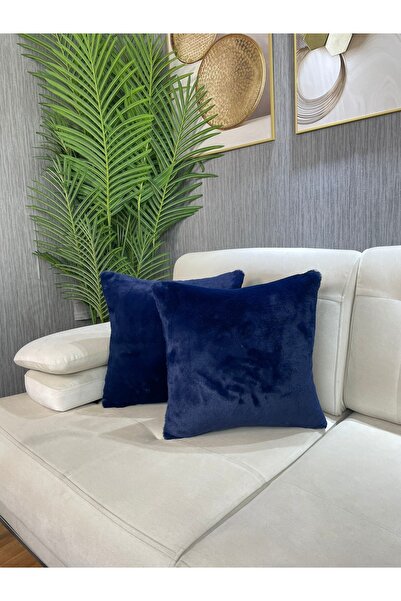 Paris Life غطاء وسادة على شكل أرنب من القطيفة على شكل أرنب مربع - أزرق داكن