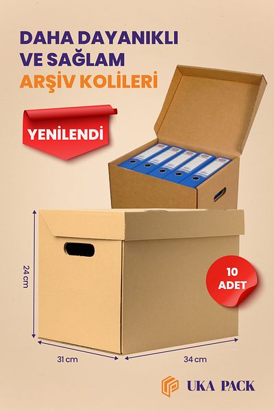 UKAPACK Storage Box with Lid - Storage Pendant - Folder Archive Box (34X31X24) 10 pieces
