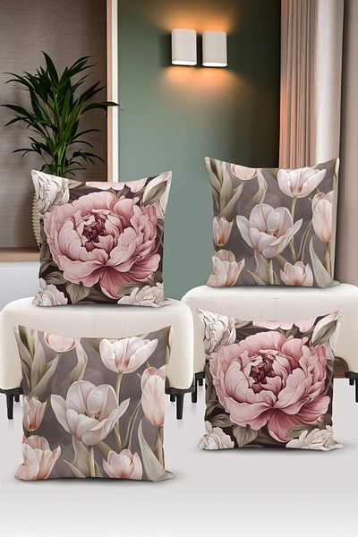 Bertille Home Комплект от 4 калъфки за възглавници - дигитален печат, двустранни, серия Classic